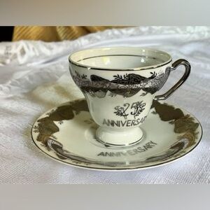 25th Silver Anniversary Teacup & Saucer